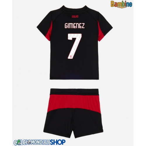 Maglie da calcio AC Milan Santiago Gimenez #7 Prima Maglia Bambino 2025-26 Manica Corta + Pantaloni corti)